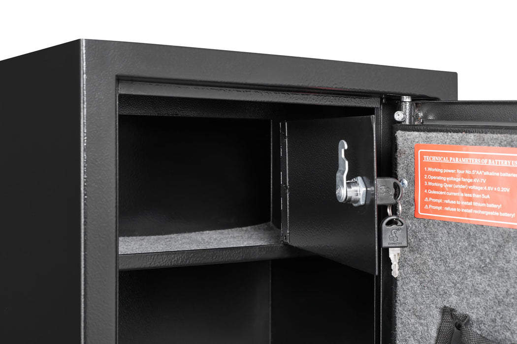 Steel Gun Cabinet, With Inner Safe Box, Led Lights, Removable Shelf And Gun Rack - Black