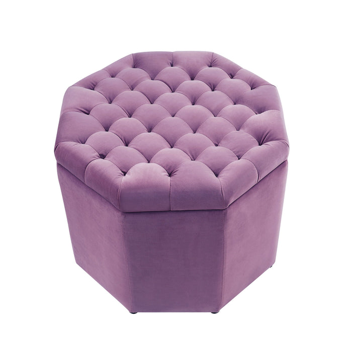 Velvet Tufted Specialty Storage - Mauve / Black