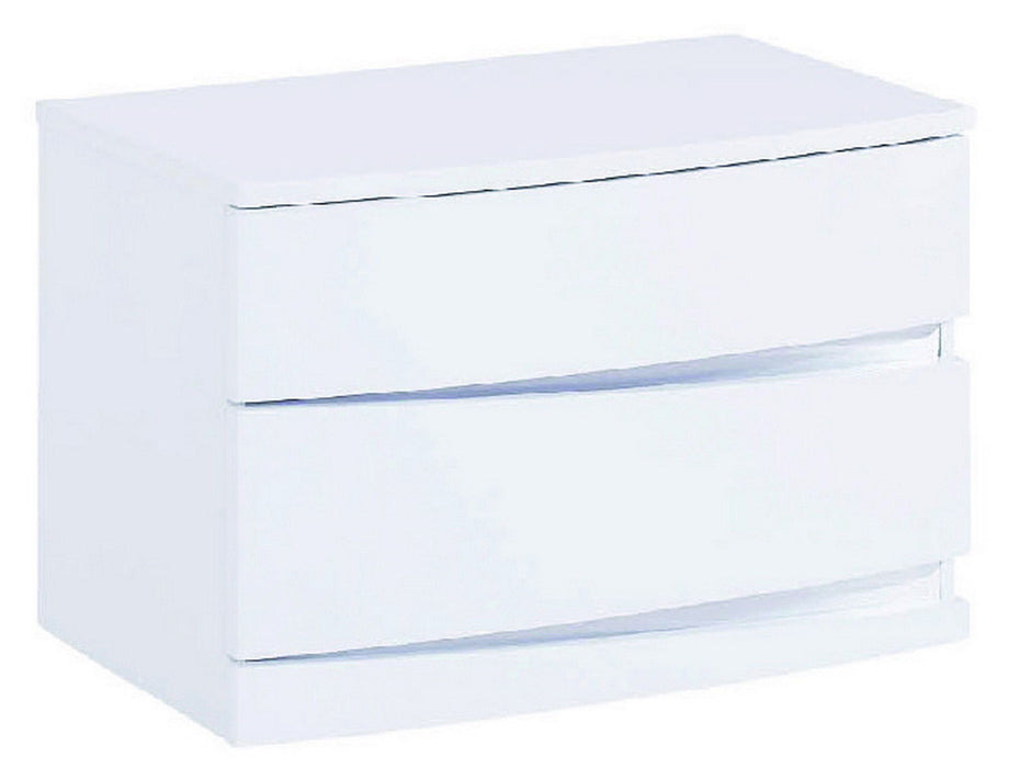 Two Drawers Mirrored Nightstand - White