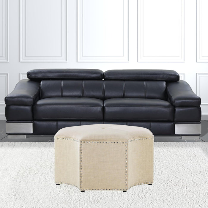 Linen Specialty Cocktail Ottoman - Beige