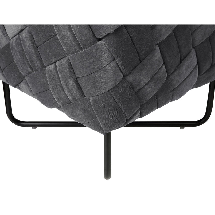 Velvet Cube Ottoman - Gray / Black