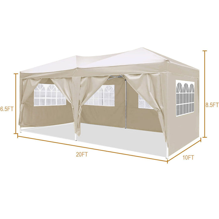 10'X20' Folding Canopy With 6 Removable Sidewalls Outdoor Event Shelter UPF 50+ Gazebo Portable Tents For Parties Beach Camping Wedding Ez Pop Up Canopy