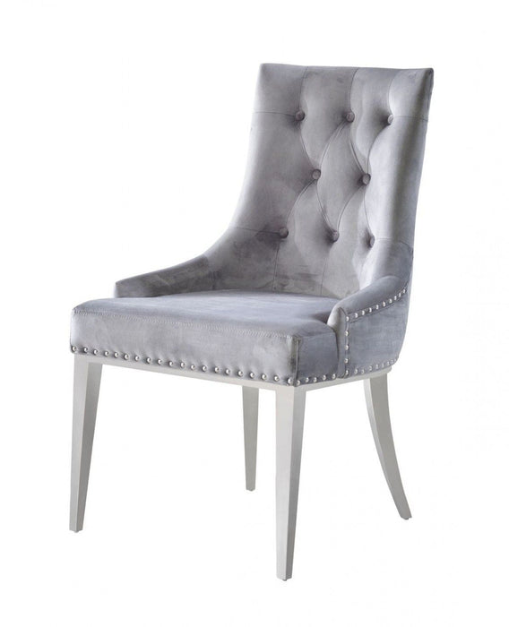 Tufted Dining Chairs (Set of 2) - Gray Velvet