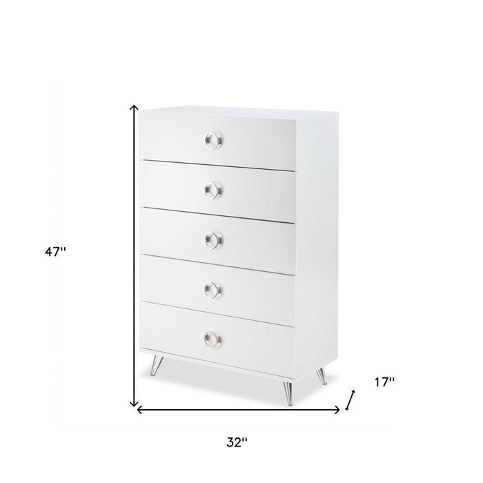 Five Drawer, Standard Chest - White