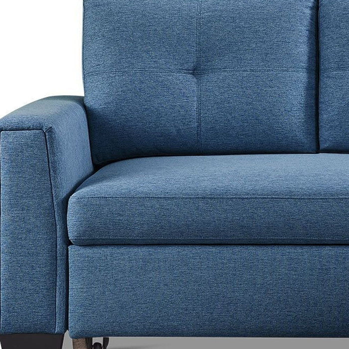 Polyester Blend Convertible Futon Sleeper Sofa With Black Legs - Blue