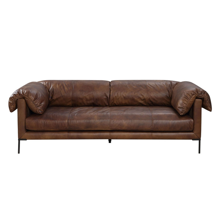 Jaron - Top Grain Leather Sofa - Mocha