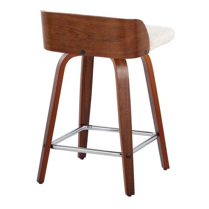 Maya - Mid Century Modern Fixed Height Counter Stool With Swivel With Square Footrest (Set of 2)