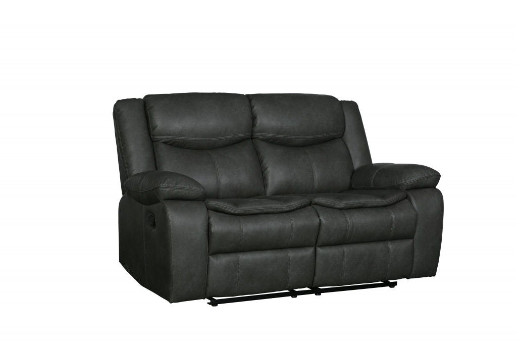 Faux Leather Manual Reclining Love Seat - Gray