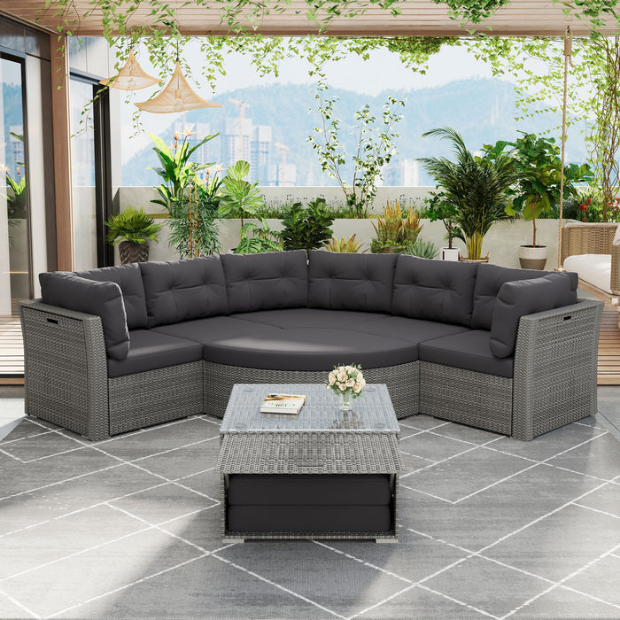 Patio Furniture Set Outdoor Furniture Daybed Rattan Sectional Furniture Set Patio Seating Group With Cushions And Center Table For Patio, Lawn, Backyard, Pool - Gray