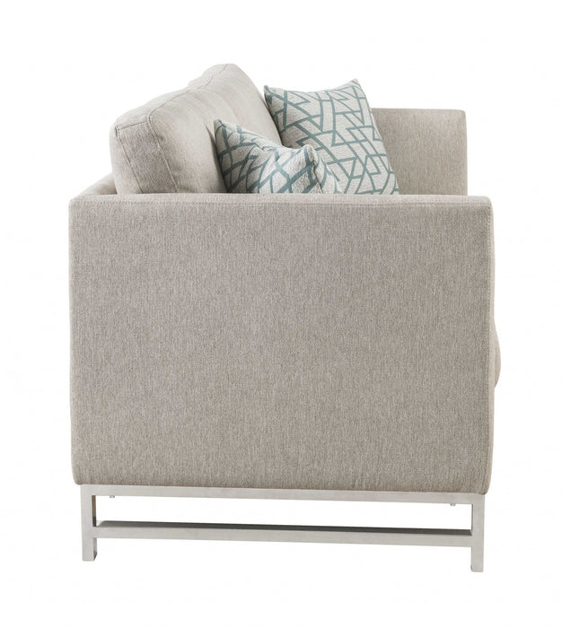 Linen Sofa With Silver Legs - Beige