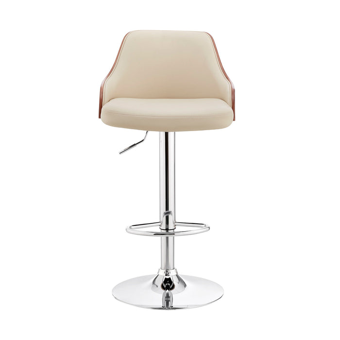 41" Swivel Adjustable Height Bar Chair - Cream / Silver