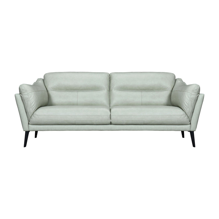 Leather Sofa With Black Legs - Mint Green