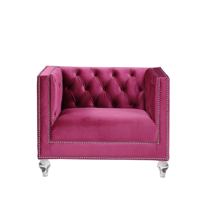 Velvet And Black Tufted Arm Chair 40" - Burgundy