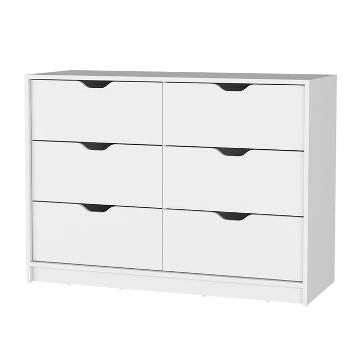 Manufactured Wood Six Drawer Modern Dresser - White