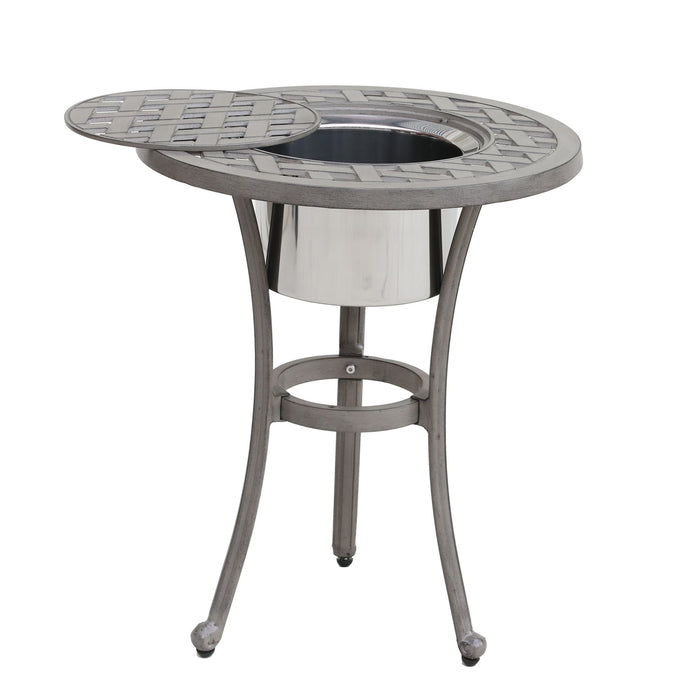 21" Cast Aluminum Round Table With Ice Bucket