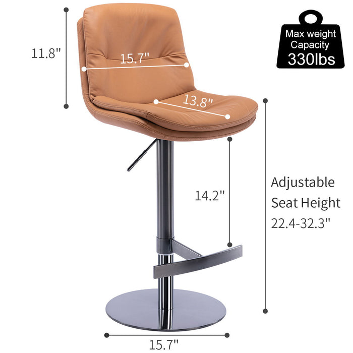 Swivel Bar Stool, Black Titanium Stainless Steel Base And Footrest, Grade, Faux Leather Bar Chair With Backrest