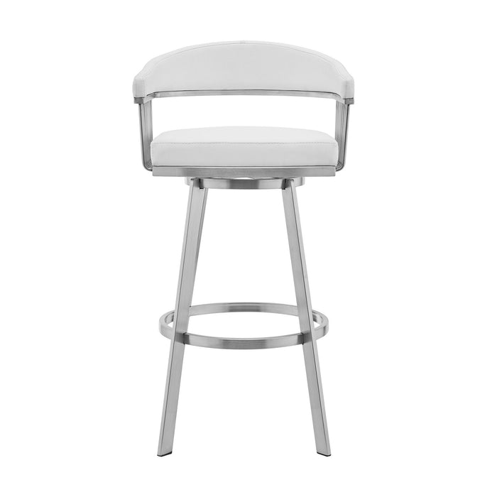 38" Swivel Low Back Bar Height Bar Chair - White / Silver