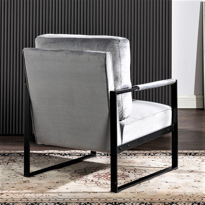 Classic Mid Century Modern Accent Chair With Durable Square Metal Frame, Armchair