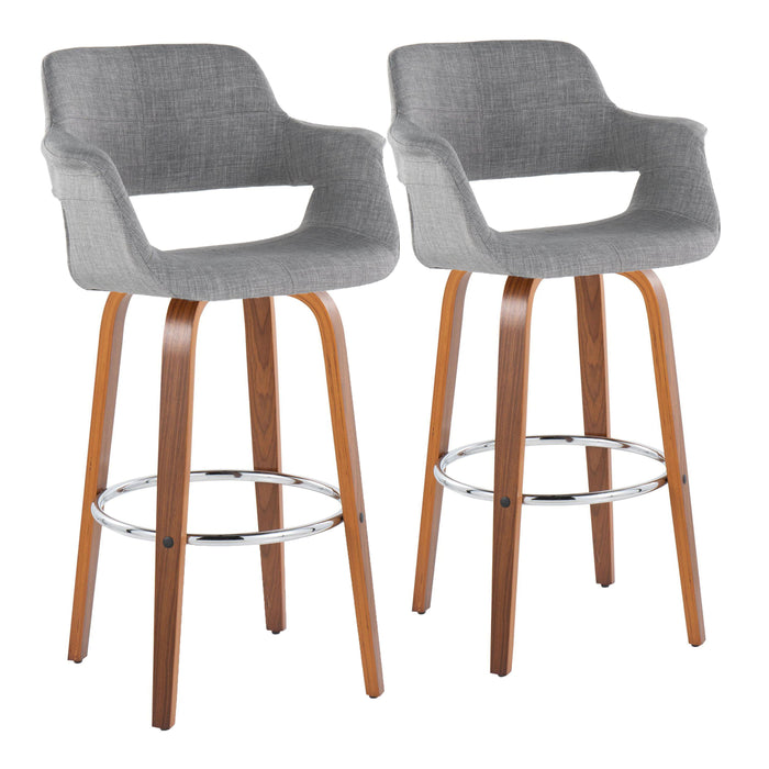 Vintage Flair - Mid Century Modern Fixed Height Barstool With Swivel & Round Footrest (Set of 2)