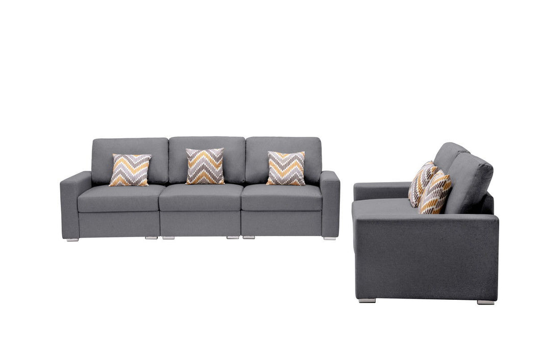 Nolan - Linen Fabric Sofa And Loveseat Living Room With Pillows And Interchangeable Legs