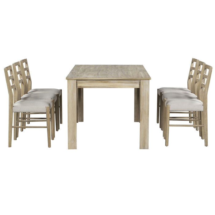 Wooden Dining Table Set Mutifunctional Extendable Table With Leaf And 2 Drawers, Dining Chairs With Soft Cushion