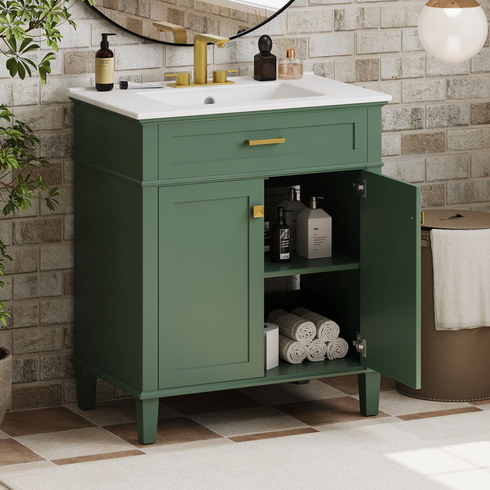 Bathroom Vanity With Ceramic Basin, Soft Close Door And Adjustable Shelves