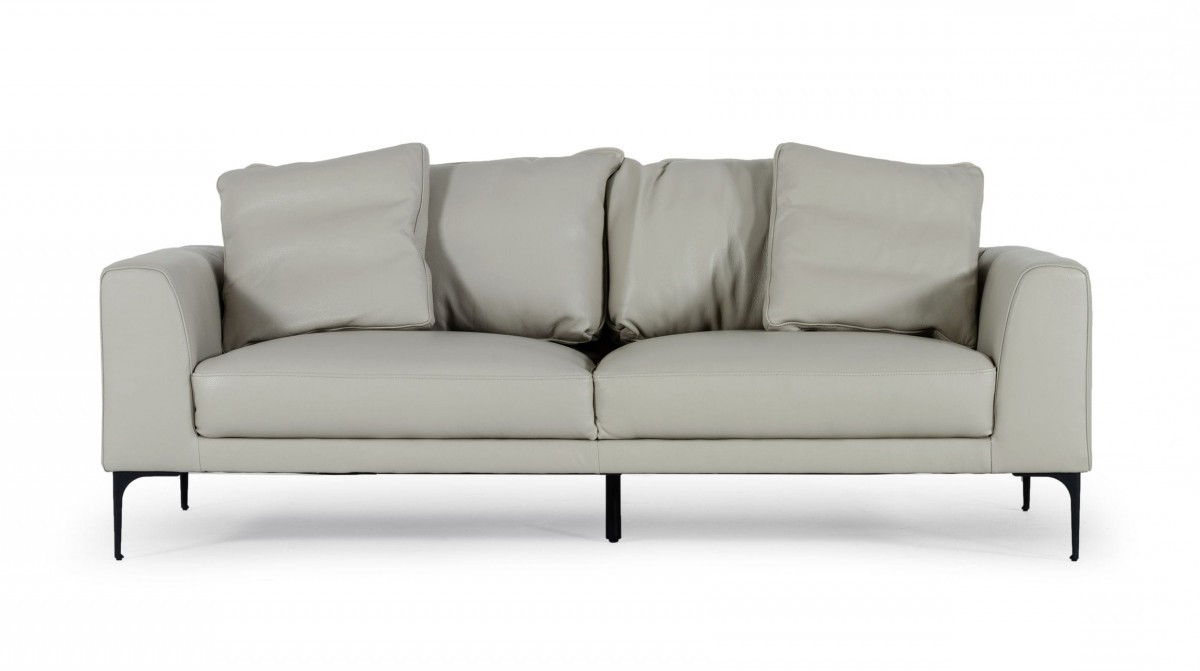 Contemporary Leather Sofa - Light Gray