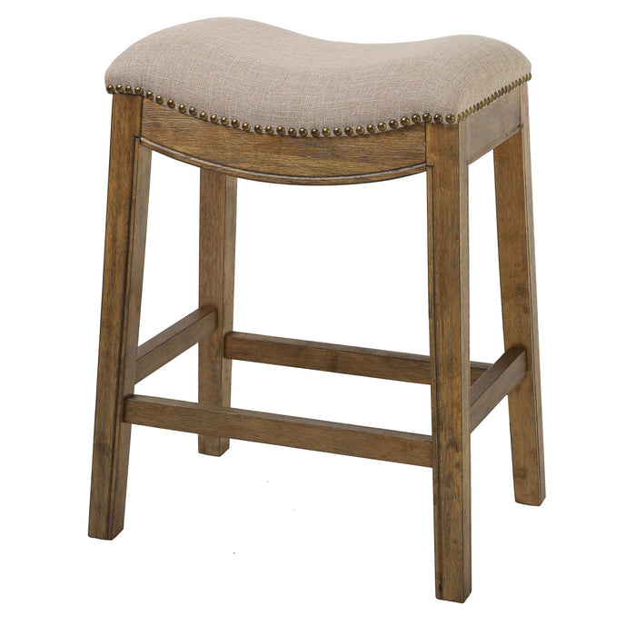 Wood Backless Counter Height Bar Chair - Cream / Brown