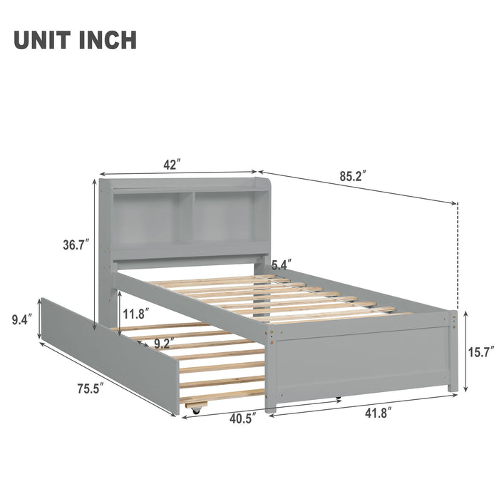 Twin Bed With Trundle, Bookcase