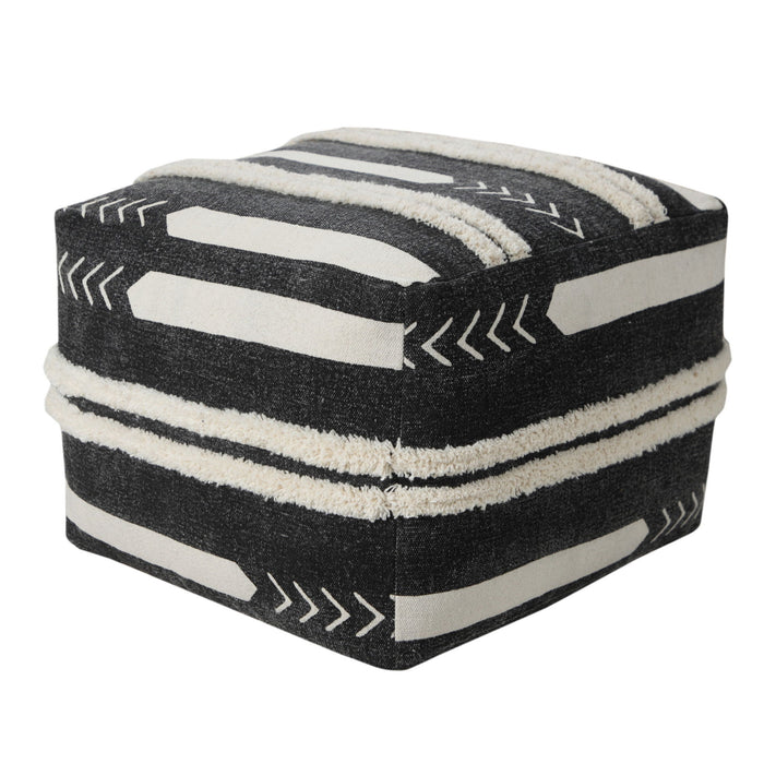 Cotton Square Ottoman - Black