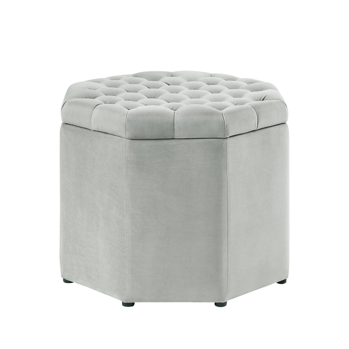 Velvet Tufted Specialty Storage - Light Gray / Black