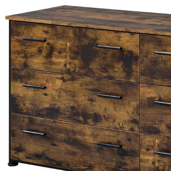 Six Drawer Double Dresser - Brown / Black