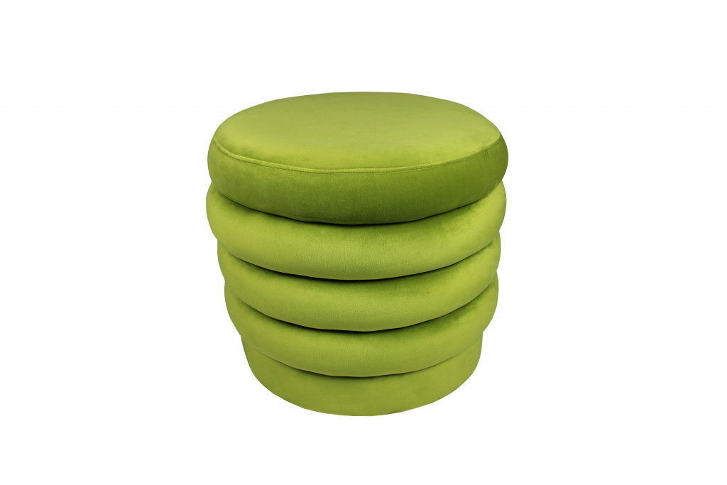 Velvet Tufted Round Cocktail Ottoman - Green