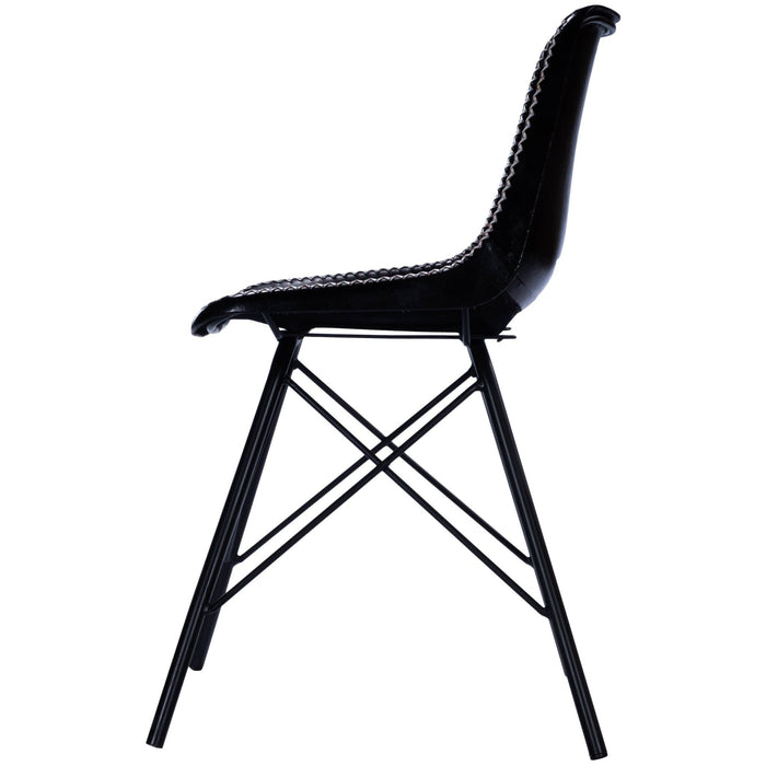 Faux Leather, Side Chair - Black