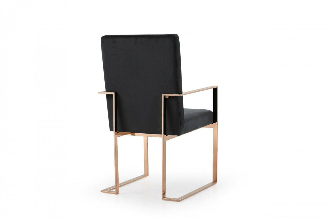 Rosegold Velvet Dining Chair - Black