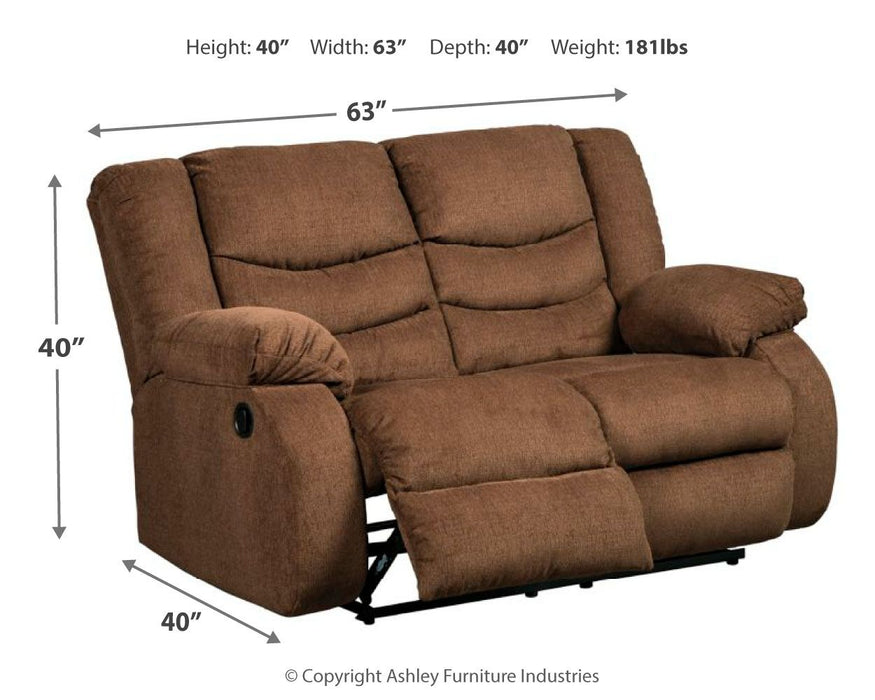 Tulen - Chocolate - Reclining Loveseat - Fabric