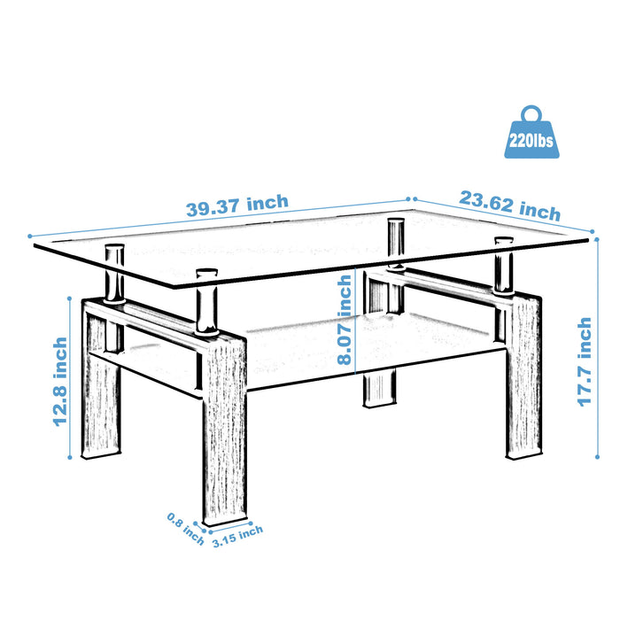 Rectangle Coffee Table, Modern Side Center Tables For Furniture