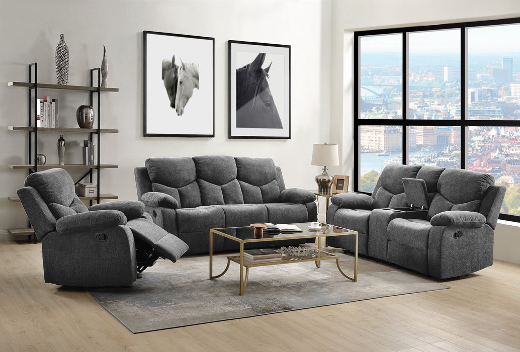 Kalen - Chenille 3 Piece Recliner Living Room Set - Gray