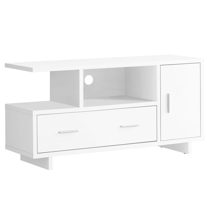 Cabinet Enclosed Storage, TV Stand - White