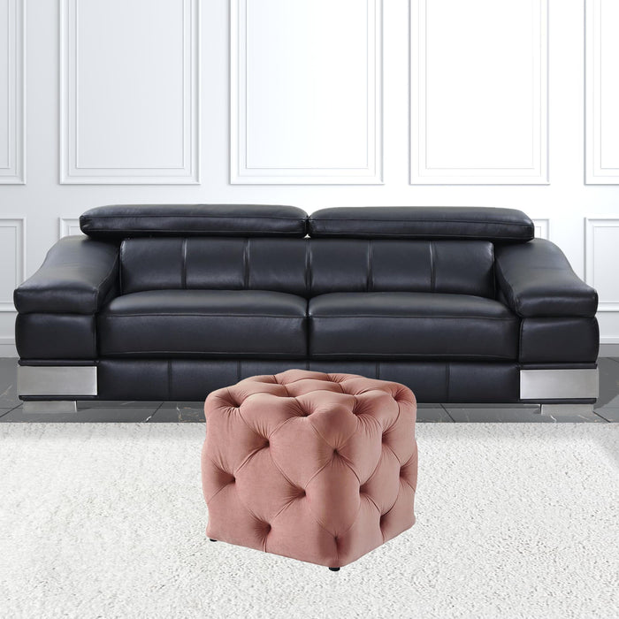 Velvet Cube Ottoman - Blush