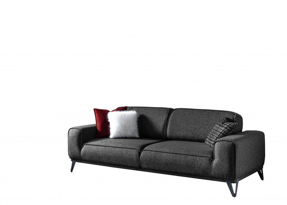 Linen Sleeper Sofa And Toss Pillows With Silver Legs - Dark Gray