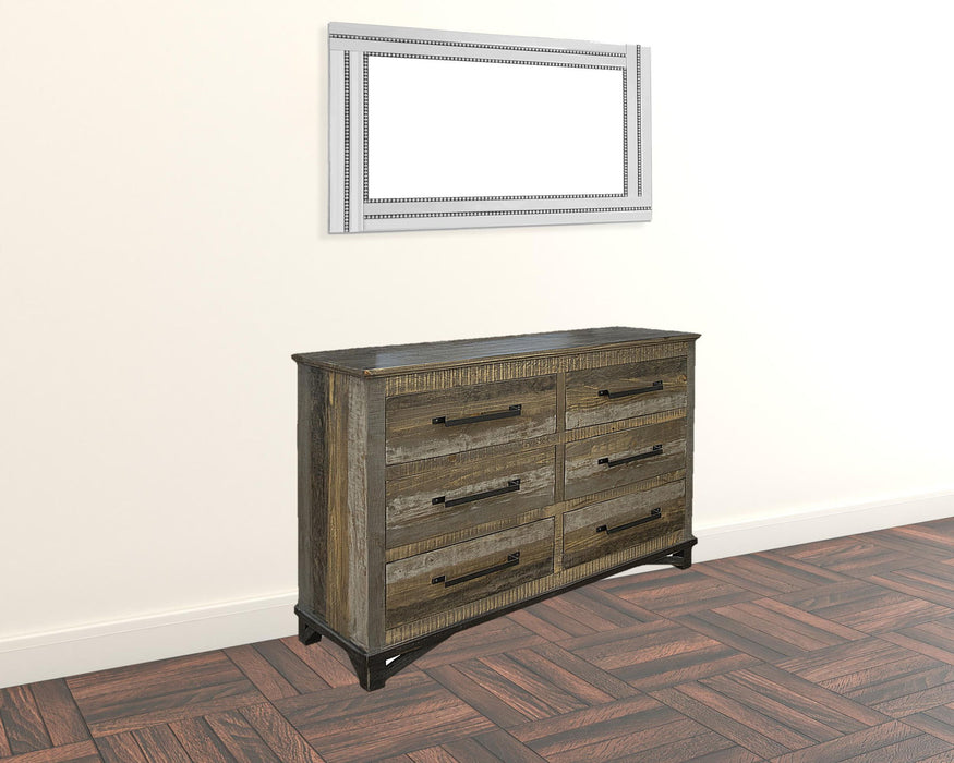 Solid Wood 6 Drawer, Double Dresser - Brown