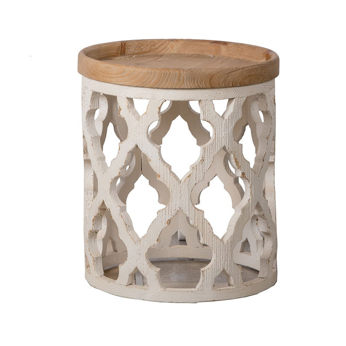 Large Distressed Side Table - White