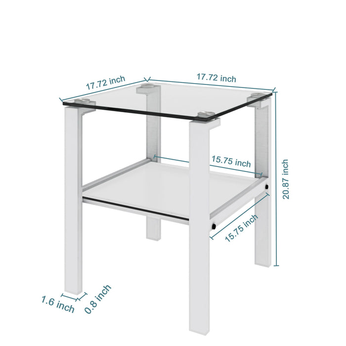 Glass Two Layer Tea Table, Small Round Table, Bedroom Corner Table, Living Room Side Table