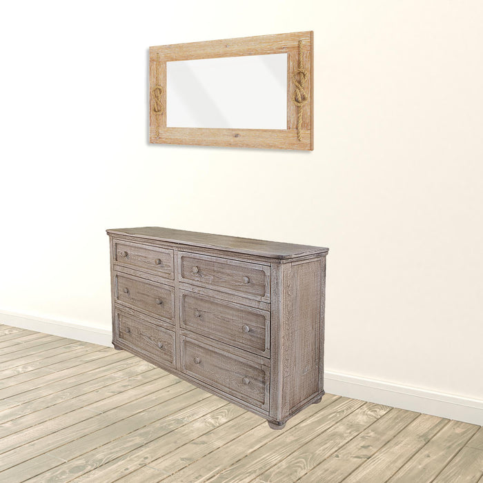 Wood Six Drawer Double Dresser - Natural