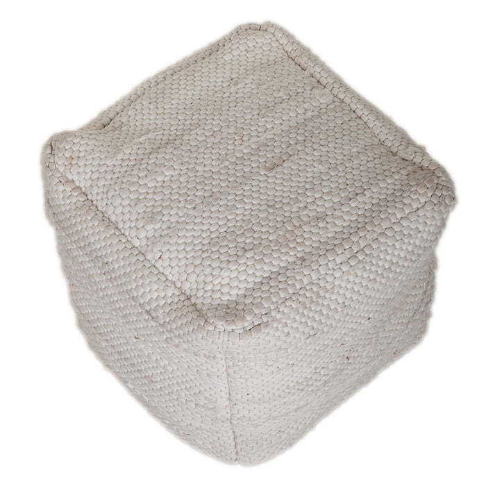 Chic Chunky Textured Pouf - White