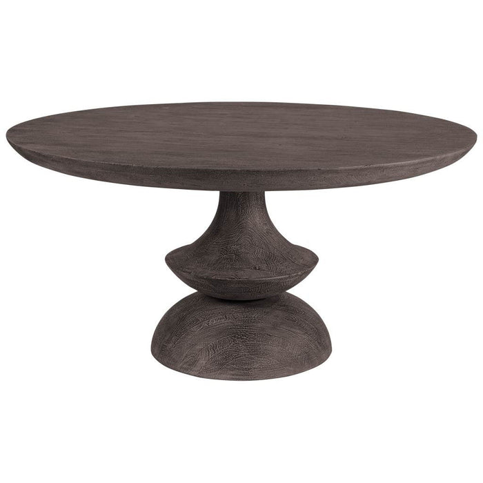 Round Charcoal Solid Wood Table Top And Base Dining Table - Gray