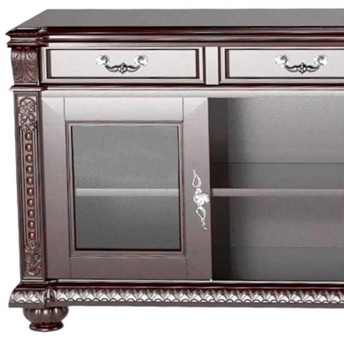 Wood Cabinet Enclosed Storage TV Stand - Dark Brown