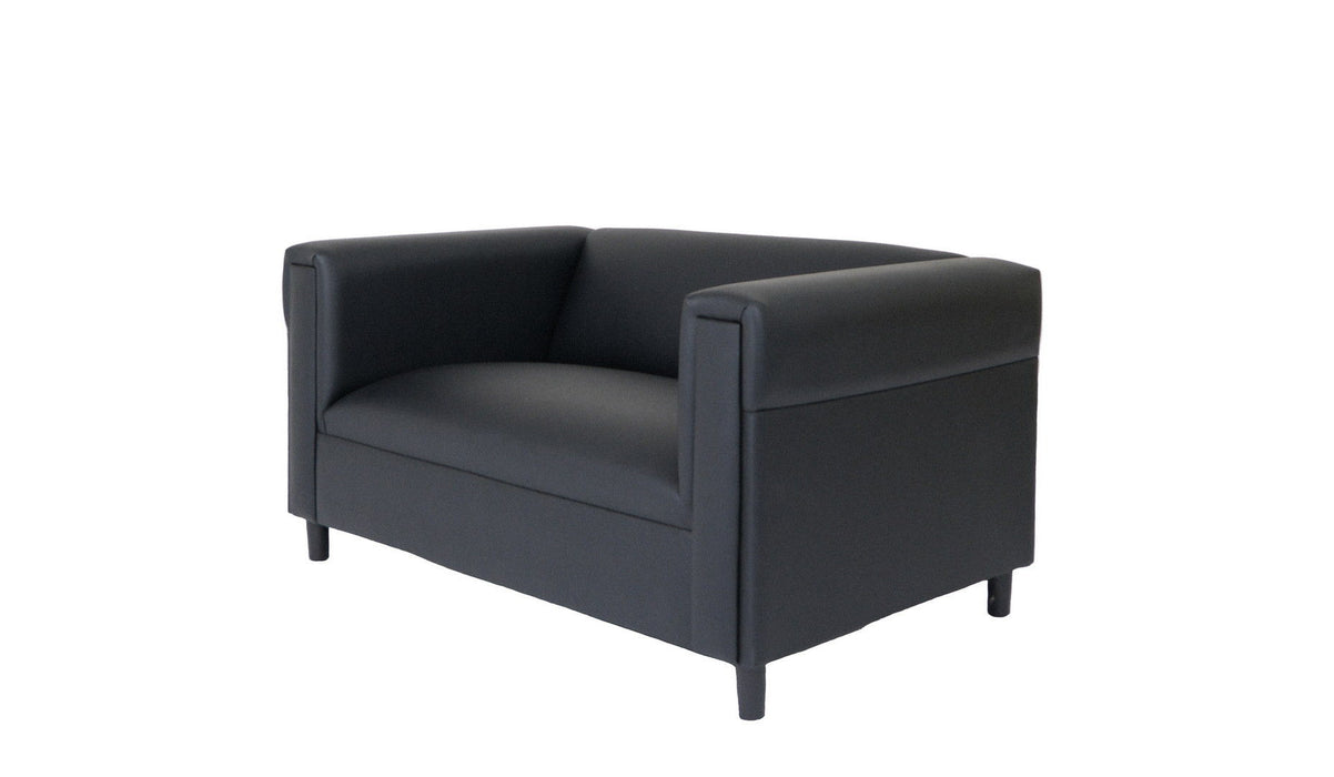 Faux Leather Loveseat - Black