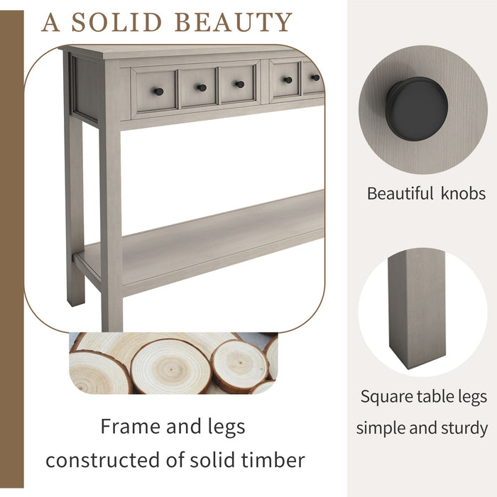 Rustic Entryway Console Table Long Sofa Table With Two Different Size Drawers And Bottom Shelf For Storage